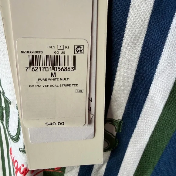 Men’s S & M Guess Originals Pat Vertical Striped Tee- Relaxed Fit - Unisex - Picture 9 of 14